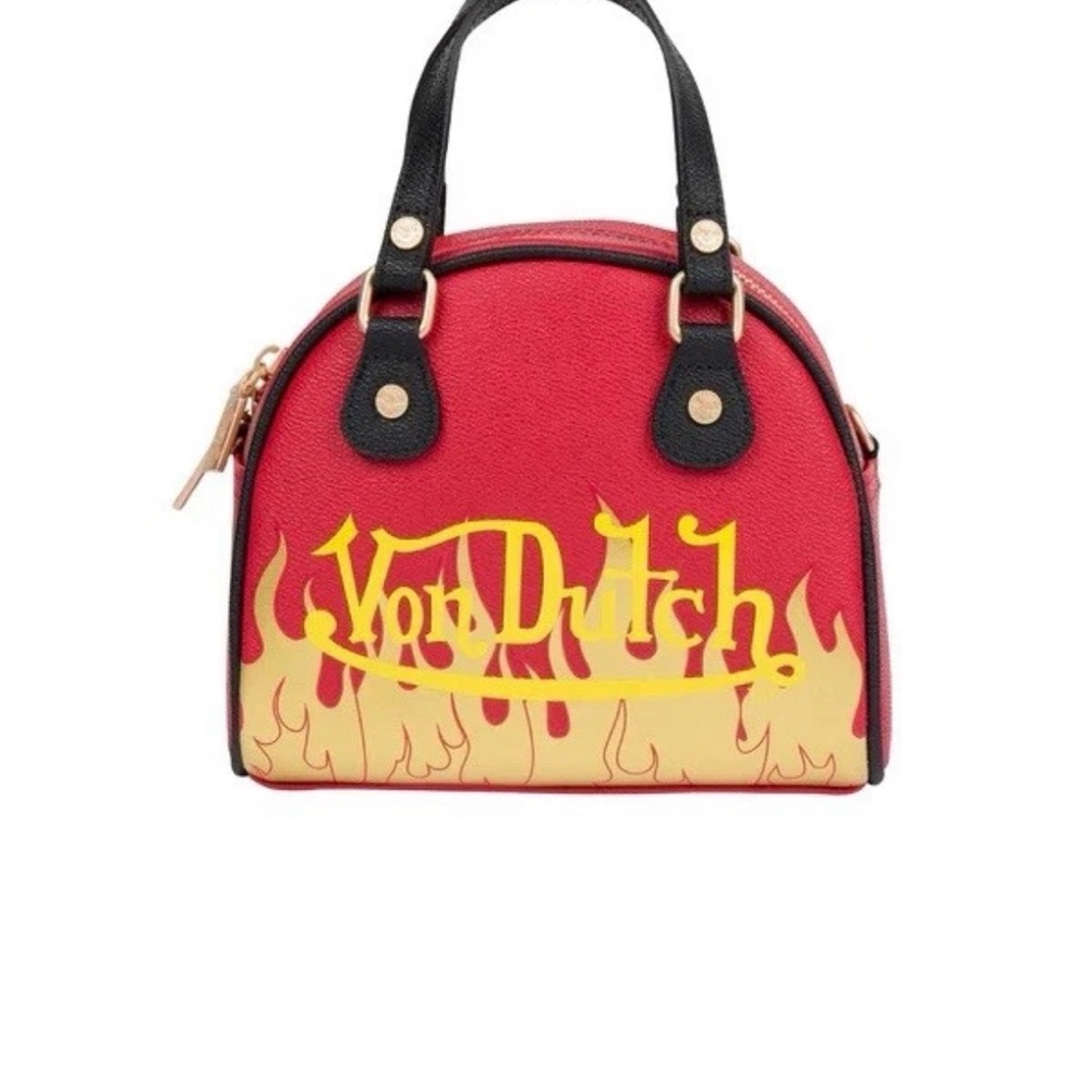 Von Dutch Mini Bag Red and Yellow Flame Design